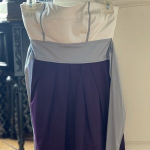 Purple white prom homecoming dress size 3 strapless short